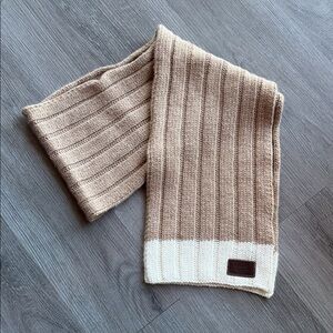 Coach Mens Vibrage Tan and Cream Cashmere angora Knit Scarf